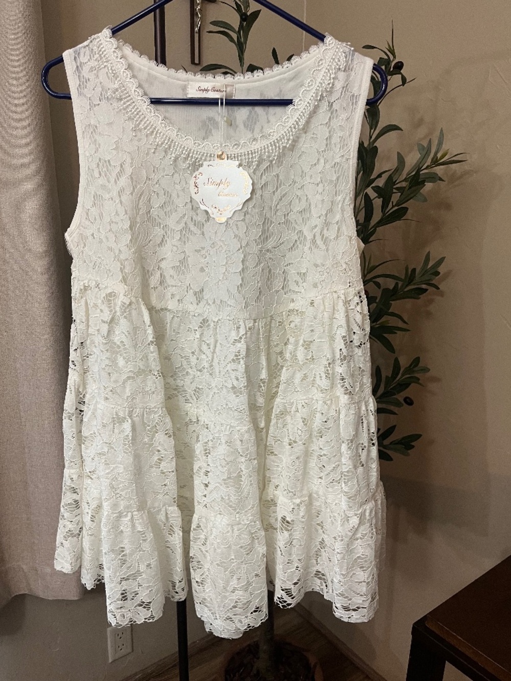Simply Couture Ivory Lace Dress NWT XL